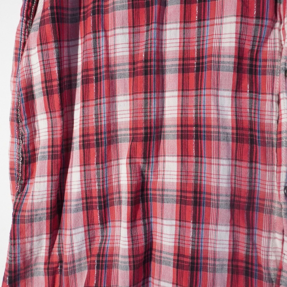 Scotch and Soda Pearl Snap Plaid Button Down Top Women's XL Short Sleeve Western - Picture 6 of 12